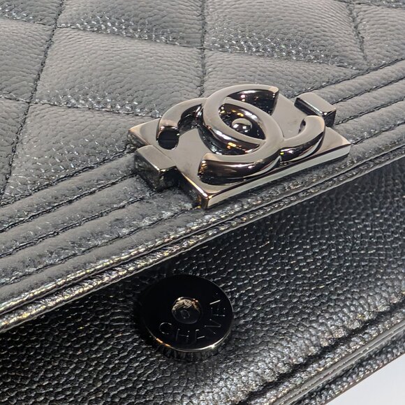 Chanel So Black Quilted Caviar Boy Wallet on Chain (WOC) - Picture 8 of 16